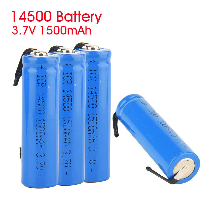 14500 Battery 3.7V 1500mAh ICR14500 AA Rechargeable Lithium Batteries with Welding Nickel for Torch 