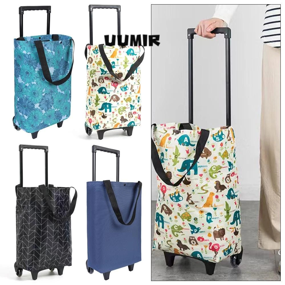 กระเป๋าช้อปปิ้งล้อลาก รถเข็นมีล้อ น้ำหนักเบา รองรับน้ำหนักได้ 40kg กระเป๋าผ้า กระเป๋าช้อปปิ้ง shoping bag