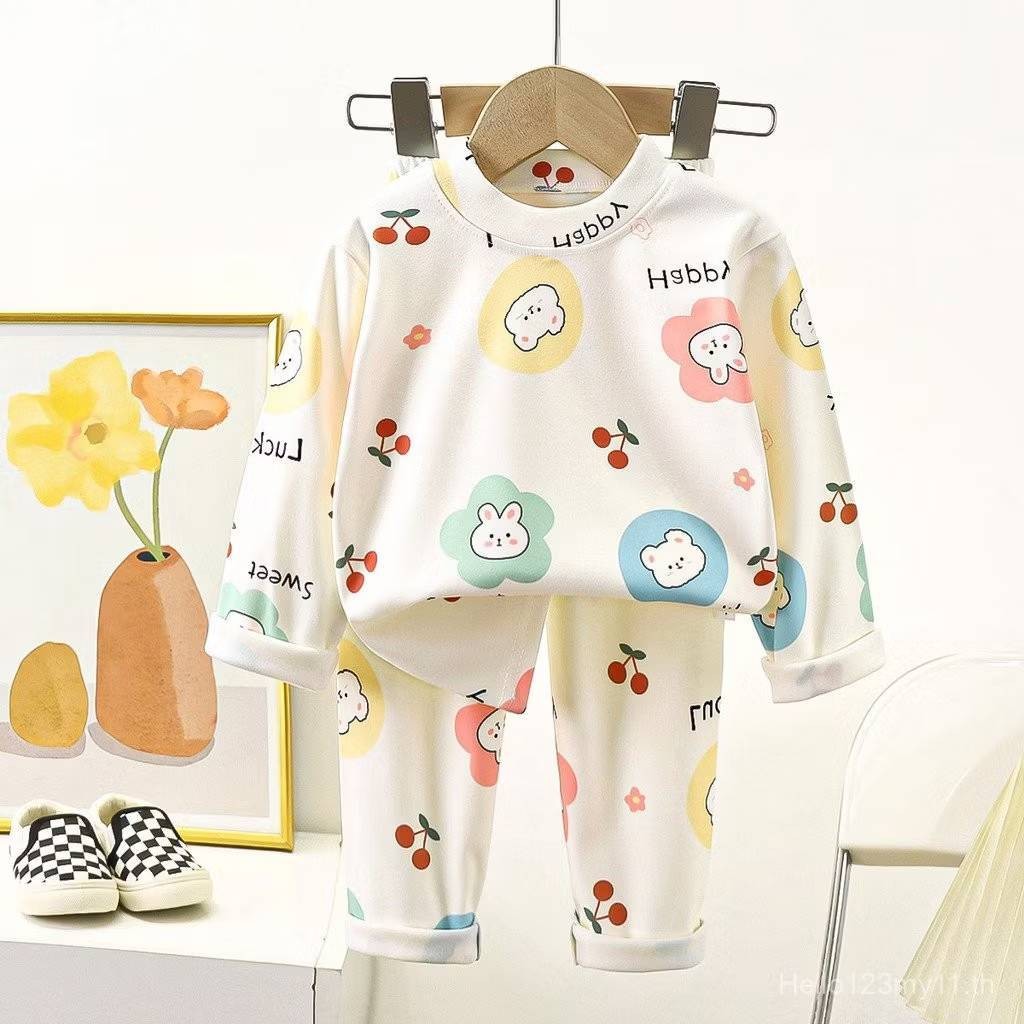 ชุดนอนเด็ก ชุดกันหนาว ผ้าสำลี แขนยาว+ขายาว 80-110cm💖 - รูปที่ 3