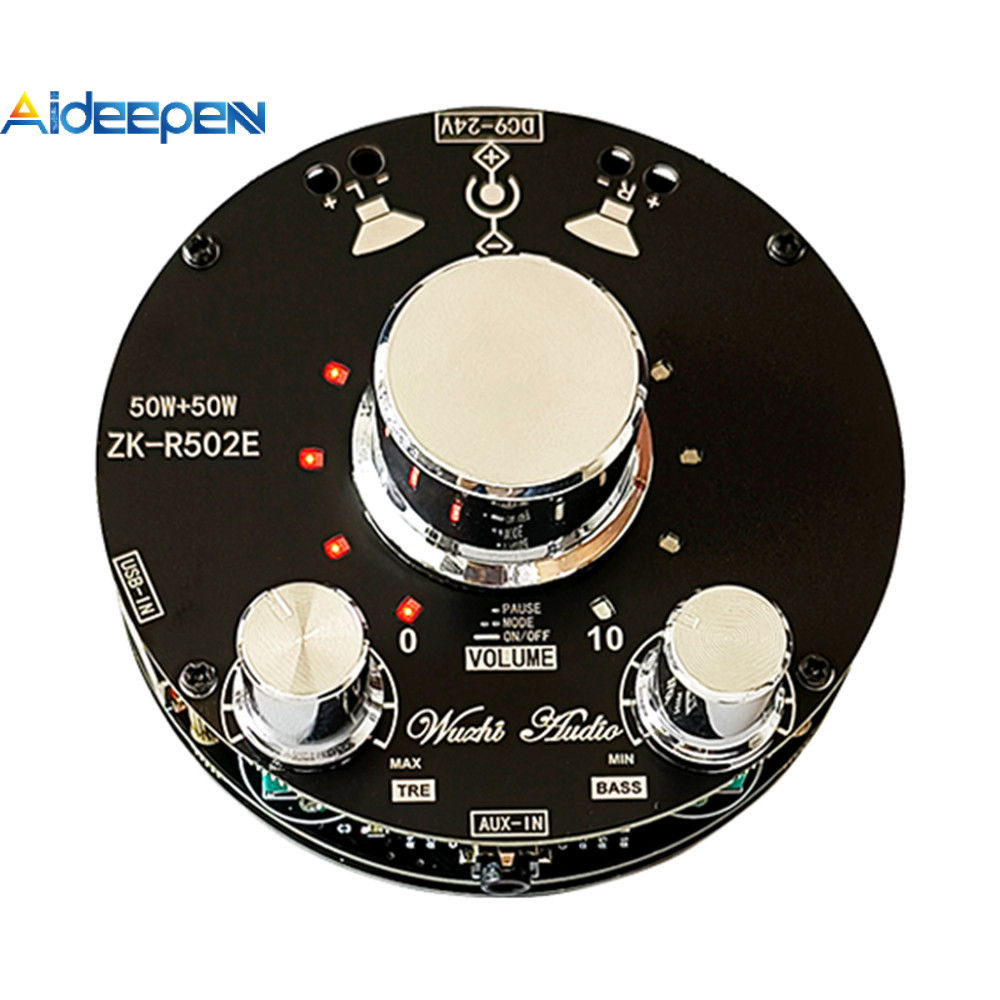 Aideepen บอร์ดขยายเสียง ZK-R502E/ZK-R302/ZK-R502H 50WX2 พร้อมระบบเสียงแหลมและเบส DC9-24V BT และอินพุ