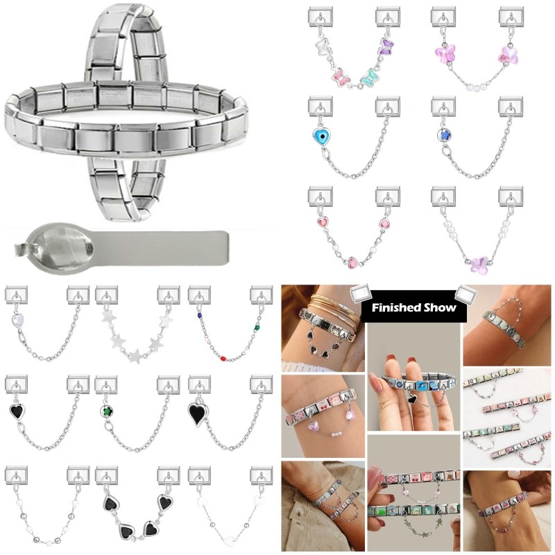 ใหม่ผีเสื้อ Love Star Moon อิตาเลี่ยน Charm Links Fit 9 มม.สร้อยข้อมือสแตนเลส Diy เครื่องประดับทําอุปกรณ์เสริม Retro บุคลิกภาพโมดูลสร้อยข้อมืออุปกรณ์เสริม
