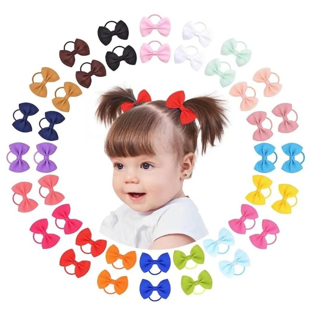 20/40 ชิ้น/ล็อตผมริบบิ้นหัว Bows Tie สําหรับสาวยืดหยุ่น Bowknot ยาง Hairband เด็ก Headwear ขายส่งของขวัญน่ารัก