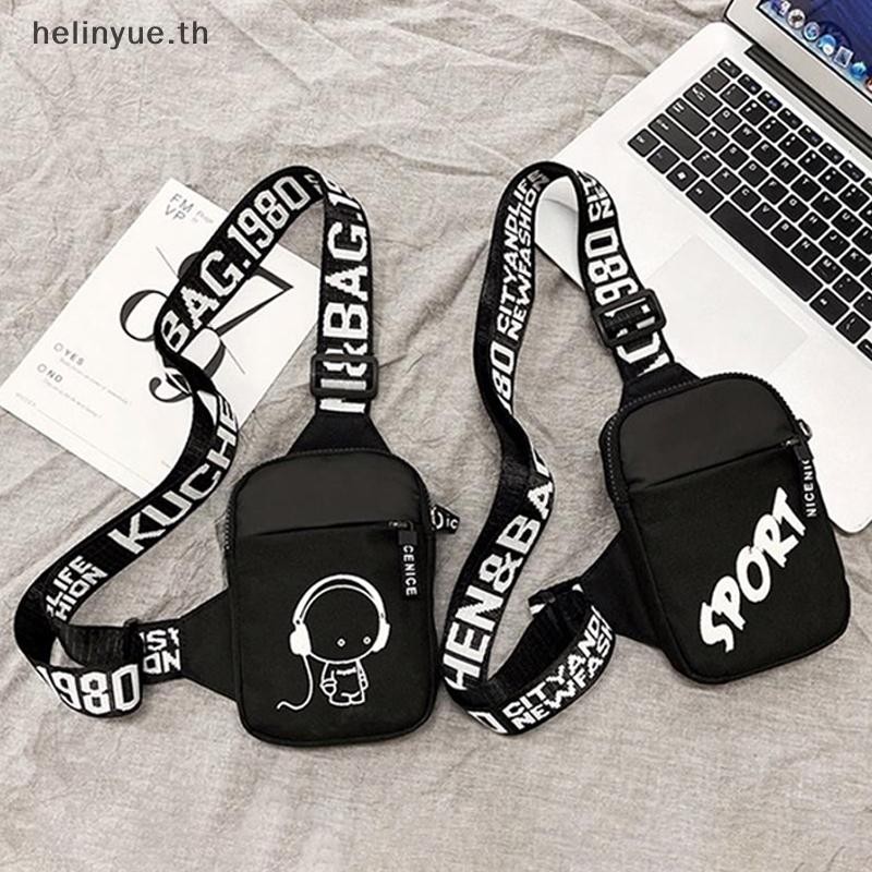Helinyue กระเป๋าสะพายชายแนวโน้มกันน้ําขนาดเล็กกระเป๋า Messenger Square Crossbody กระเป๋าสําหรับชาย Sacoche Homme TH
