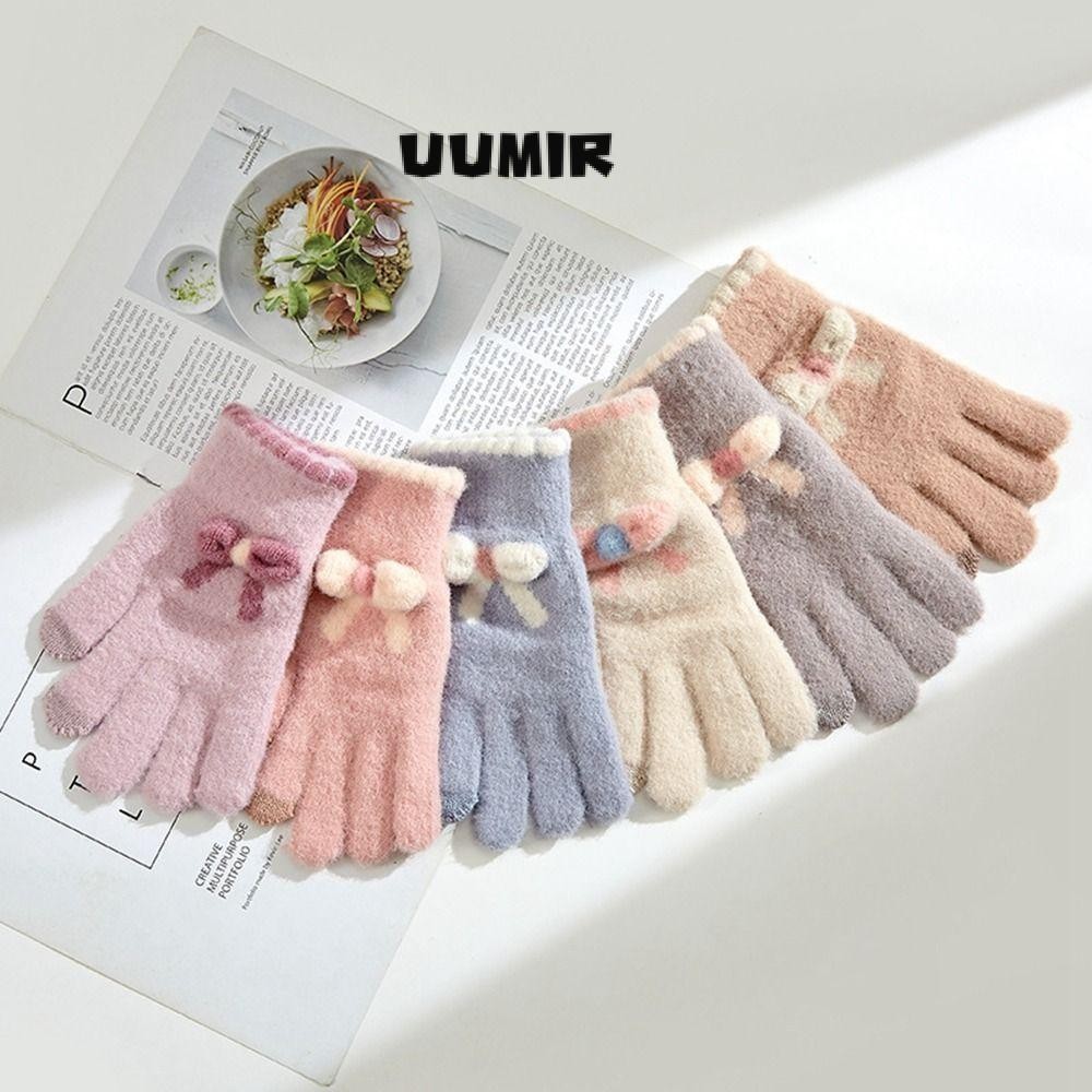 Uumir ถุงมือเต็มนิ้ว, Plush Elastic Cycling Mittens, แฟชั่น Thicken ฤดูหนาว Warm ขับรถถุงมือผู้หญิงผู้ชาย