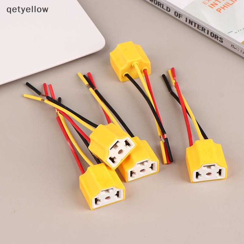 Qetyellow 5 ชิ้นไฟหน้ารถเซรามิค Socket Connector H4 ปลั๊กเซรามิคความต้านทานความร้อนไฟหน้าสายไฟปลั๊กอ