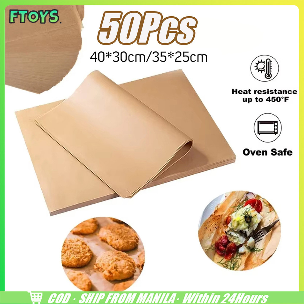 จัดส่งใน24ซม.50แผ่นต่อชุด กระดาษรองอบขนม กระดาษรองปิ้งย่าง ห่ออาหาร baking paper