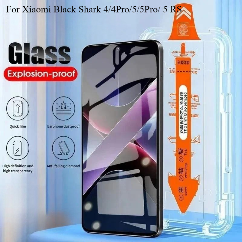 สําหรับMi Black Shark 4 5 Proฝุ่นฟรีกระจกนิรภัยสําหรับXiaomi Redmi Black Shark 4 4S Pro 5 RS 5 Pro Oleophobicเคลือบติดตั้งง่ายป้องกันหน้าจอ