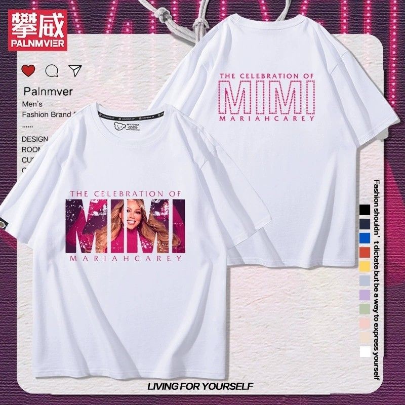 2025 สไตล์ใหม่ Mariah Carey Mariah Carey Concert Peripheral แขนสั้นผู้ชายผู้หญิงหลวม All-Match Casua