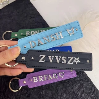 ชื่อที่กําหนดเอง Pu พวงกุญแจธุรกิจของขวัญ Y2K Key แขวนจี้รถ Key Chains โลหะแหวน DIY อุปกรณ์เสริม