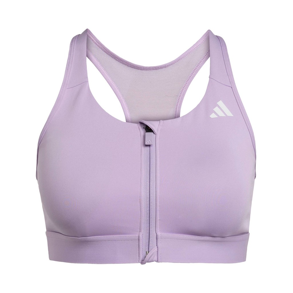 adidas Gym & Training สปอร์ตบราแต่งซิปซัพพอร์ตระดับปานกลาง Powerreact ผู้หญิง สีม่วง JW2696 - รูปที่ 5
