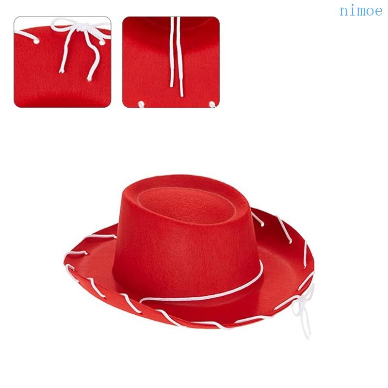 Nio เด็กสีน้ําตาลสีแดง Felt Woody หมวกคาวบอยปรับ Western Big Brim คาวบอย