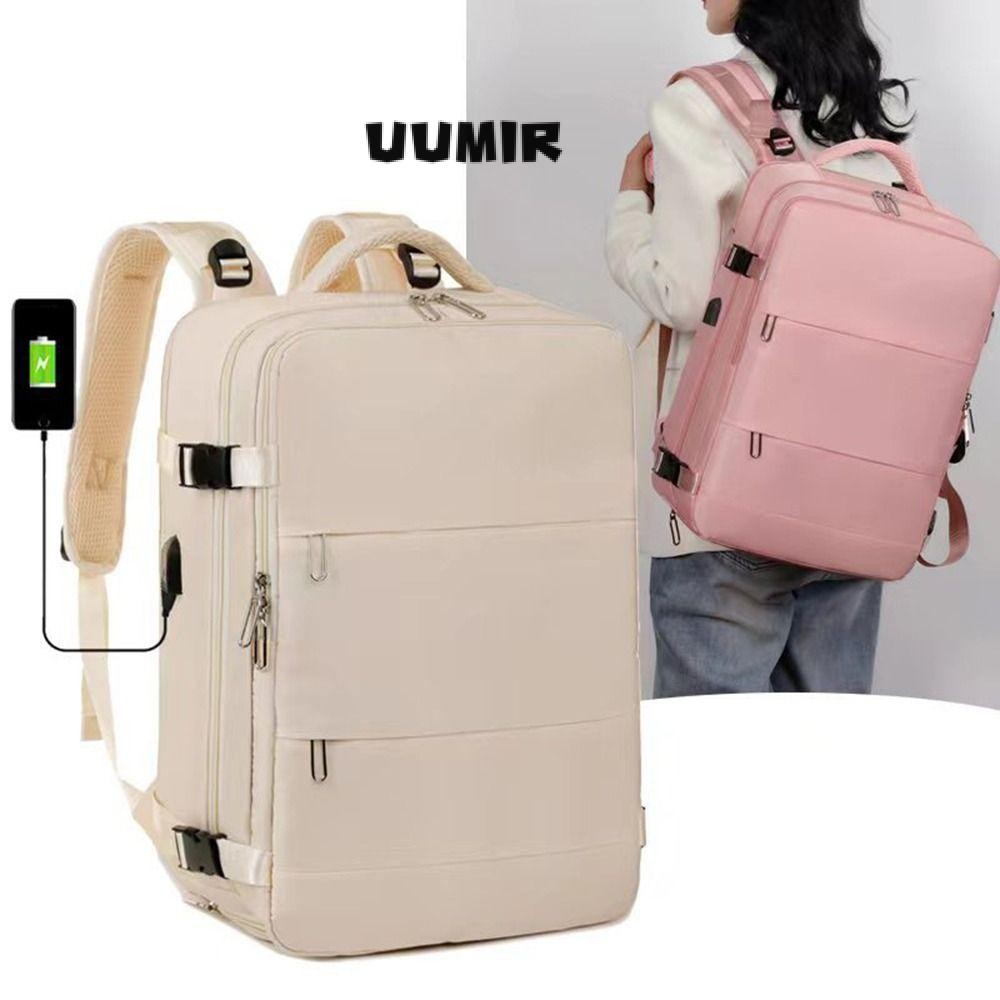 UUMIR กระเป๋าเดินทาง Bagpack, กระเป๋ารองเท้าเดินทางกระเป๋าเป้สะพายหลัง, แฟชั่นกันน้ํา 35L ความจุขนาดใหญ่พร้อมพอร์ตชาร์จ USB พกพาบนกระเป๋าเป้สะพายหลังเดินป่า