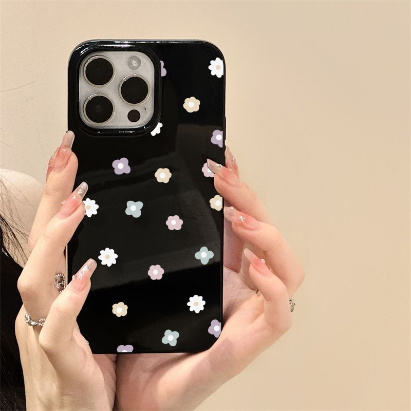 สำหรับ iPhone 16 Pro Max เคส ไอโฟน สีดำมันTPUซอฟท์เคส กันกระแทกกล้องป้องกัน โบว์ดอกไม้ เข้ากันได้กับ 14 13 12 Pro 11... - รูปที่ 4
