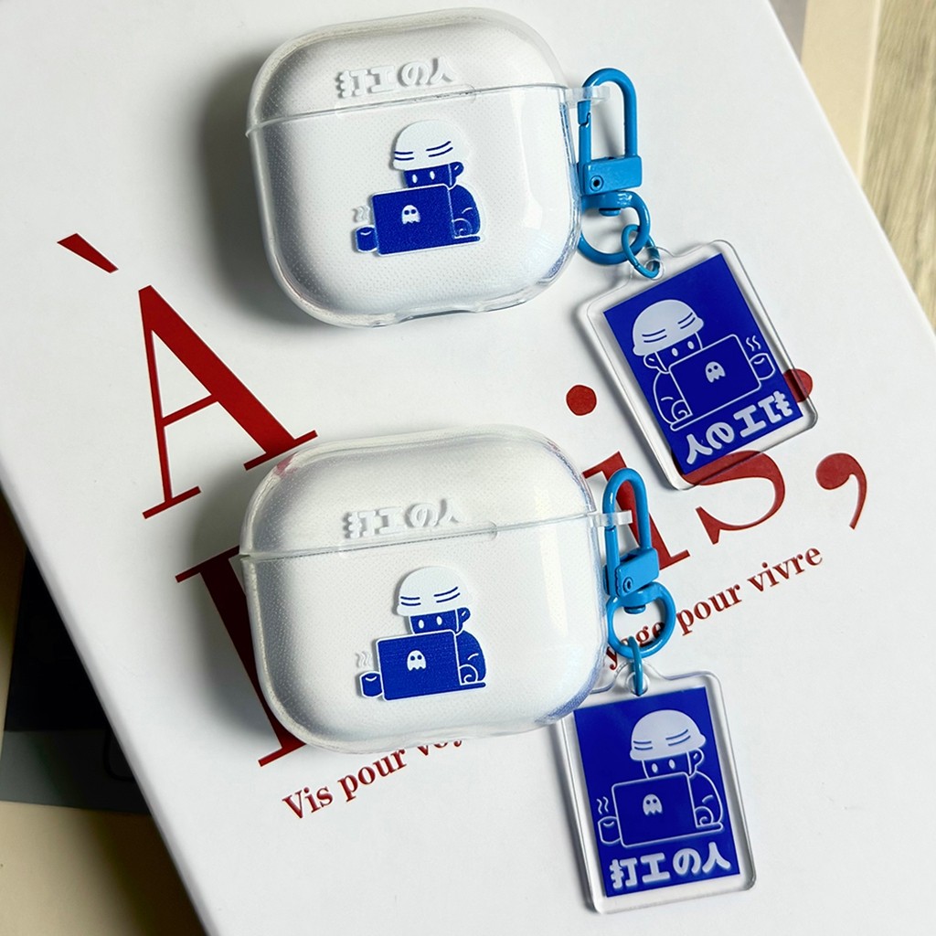 เคสหูฟังสําหรับ แอร์พอด 4 มือโปร 2 3 1 สร้างสรรค์แรงงานคําพิมพ์โปร่งใสนุ่ม ทีพียู กันกระแทกบลูทูธไร้สายหูฟังฝาครอบป้องกันเชลล์พร้อมจี้ป้องกันการสูญ