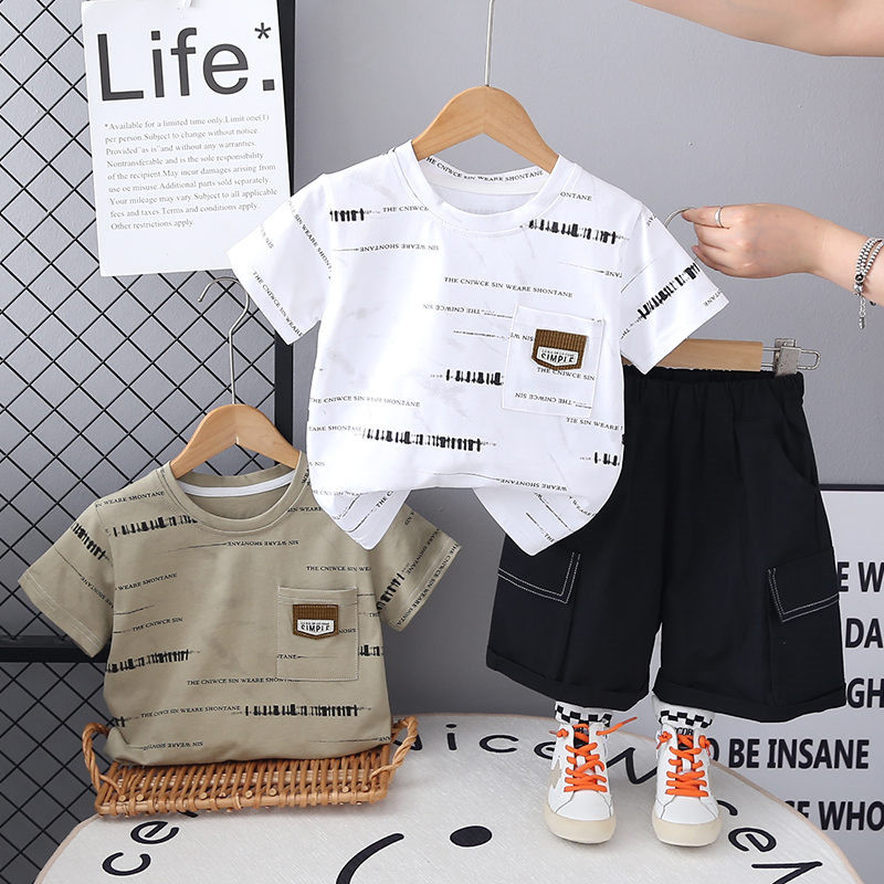 เด็กใหม่ฤดูร้อนผ้าฝ้ายเด็กทารกเสื้อผ้าพิมพ์ T เสื้อกางเกงขาสั้น 2 ชิ้น/เซ็ตเด็กทารกแฟชั่นเด็กวัยหัดเดิน Tracksuits