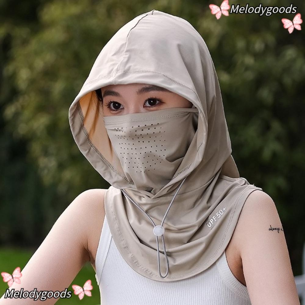 หมวก MELODG, ผ้าไหมน้ําแข็งพร้อมหมวกคลุมศีรษะผ้าคลุมไหล่, ขี่จักรยานแบบห่อศีรษะระบายอากาศ