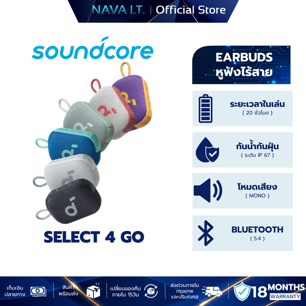 Soundcore Select 4 Go Bluetooth Speaker ลําโพง บลูทูธ