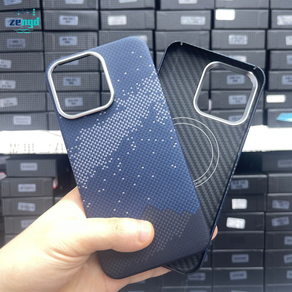สําหรับ iPhone 15/16 Pro Max Kevlar Aramid Fiber Starry Sky Magnetic Full - Wrap Case