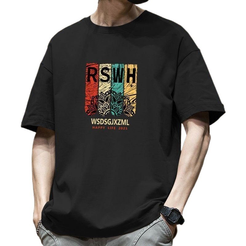 เสื้อยืดครึ่งแขนผู้ชาย ผ้าฝ้ายแท้ สไตล์ฮ่องกง ยืดหยุ่น อินเทรนด์ #BN511NM