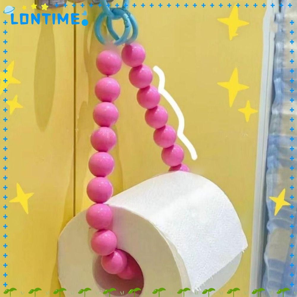 LONTIME ที่วางม้วนกระดาษชําระ,ที่ใส่ทิชชูลูกปัดแบบแขวน Dopamine ไม่เจาะ, การตกแต่งมัลติฟังก์ชั่นสีสันสดใสแท่นวางกระดาษติดผนังห้องน้ํา