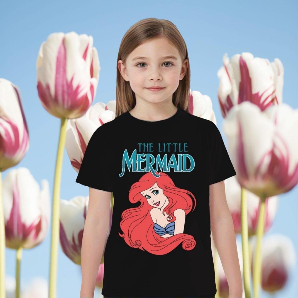 981iu41mnr[ ส่งฟรี  ] KD0288 เสื้อเด็ก เสื้อยืดเด็ก เสื้อยืด เจ้าหญิง Disney ดิสนีย์ Mermaid ผ้า   T