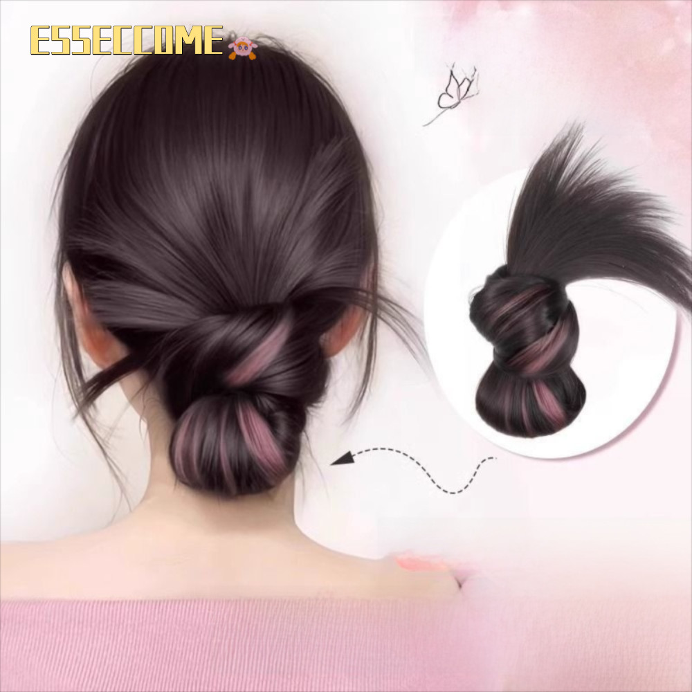 ESSECCOME ผม Bun Claw คลิป, Bowknot ธรรมชาติ Bun Head วิกผม, สังเคราะห์ปุยด้วยไฮไลท์วิกผมกิ๊บติดผมผู้หญิง