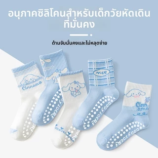 [5 คู่แพคเกจ] ถุงเท้ากันลื่นสําหรับเด็กผู้หญิงกลางหลอด ซานริโอ การ์ตูน ระดับ ก ผ้าฝ้ายตาข่ายบางระบายอากาศได้กันลื่น