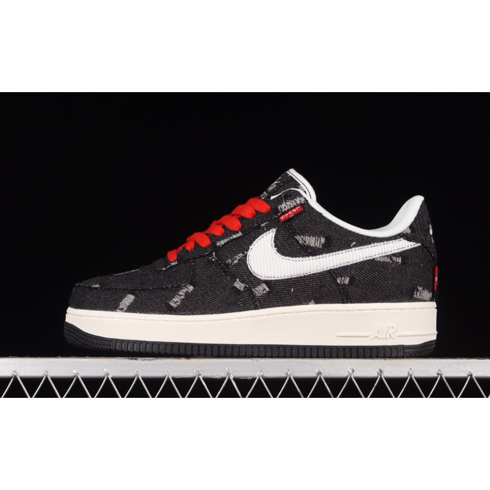 CUSTOM Levis x Nike Air Force 1 07 Low สีดําขนาดผู้ชาย jv472