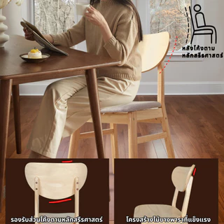 Evergreen Furniture เก้าอี้ไม้ยางพารา เบาะหนัง สไตล์มินิมอล ทำจากไม้ยางพารา C-CBPU (2 และ 4 ตัว / กล่อง) มี 2 สี