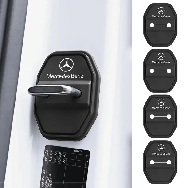 2/4 ชิ้นซิลิโคนรถประตูล็อคหัวเข็มขัดรถประตู Mute Damping เบาะสําหรับ Mercedes Benz W212 W213 W205 W177 W247 W176 CLS CLA