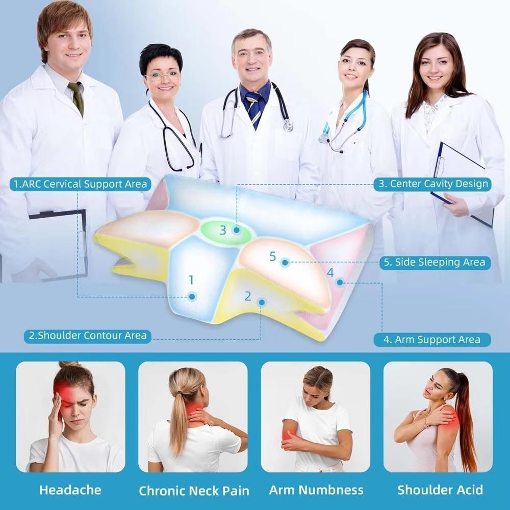 หมอนเมมโมรี่โฟม ADVA, หมอนรองคอตามหลักสรีระศาสตร์ 2 in 1, หมอนรองคอเด้งช้านุ่มรองรับหมอนปากมดลูกอุปกรณ์ภายในบ้าน - รูปที่ 7