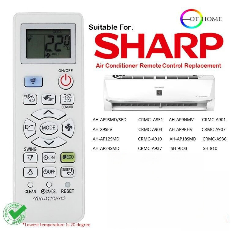 Sharp air cond รีโมทคอนโทรล jet ion เปลี่ยน AH-AP9NMV / AH-X9SEV / AH-AP9RHV/CRMC-a851/a903/A907/A91
