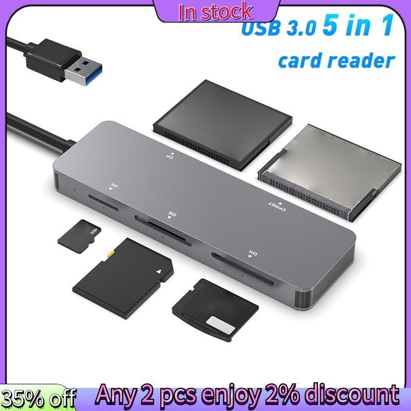 In -USB SD Card Reader CFast/XD/SD/TF Card Reader 5 in 1 USB Card Reader 5Gbps สําหรับ PC แล็ปท็อปอุ