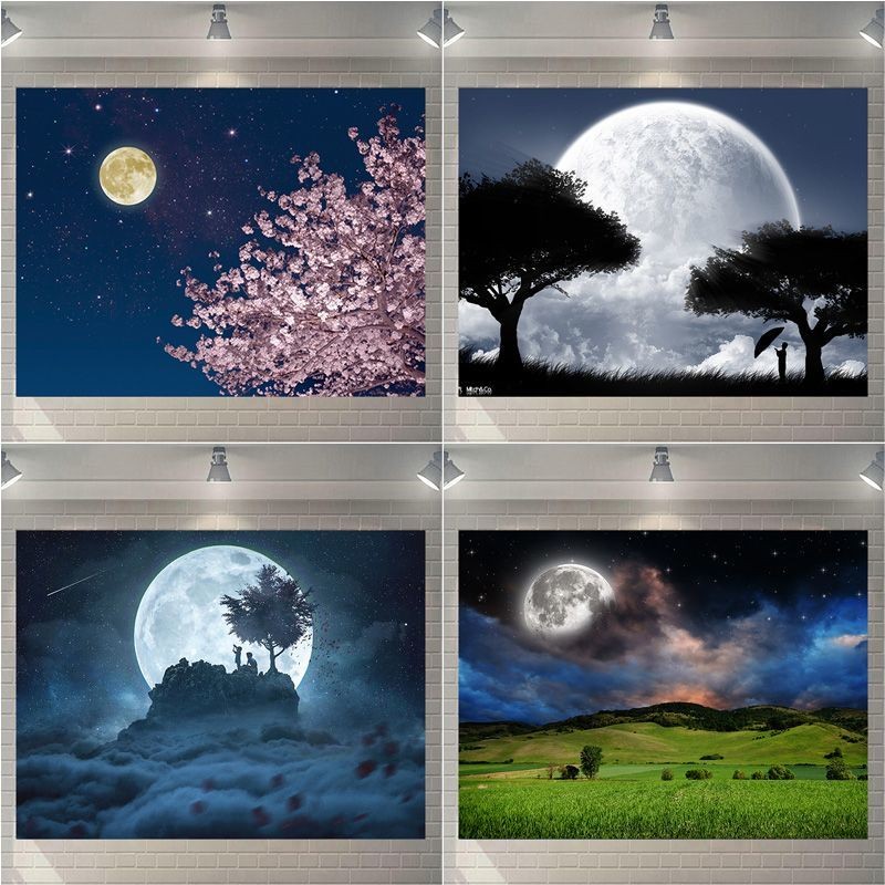 Moon Planet ภูมิทัศน์ผนังผ้าแขวนตกแต่งผนังพื้นหลังปกน่าเกลียดข้างเตียงห้องนอนพื้นหลังผ้าห้องนั่งเล่นหอพักผ้าใบ