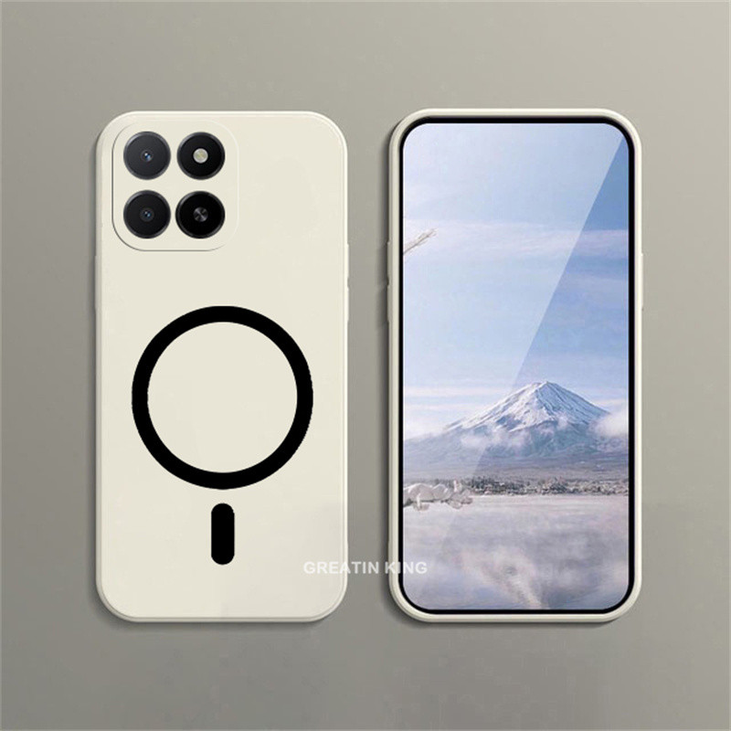 สําหรับ Honor X5b GFY-LX2/X5b Plus GFY-LX2P เคสโทรศัพท์สีลูกกวาด Matte Soft TPU ฝาครอบแม่เหล็กวงกลมไ