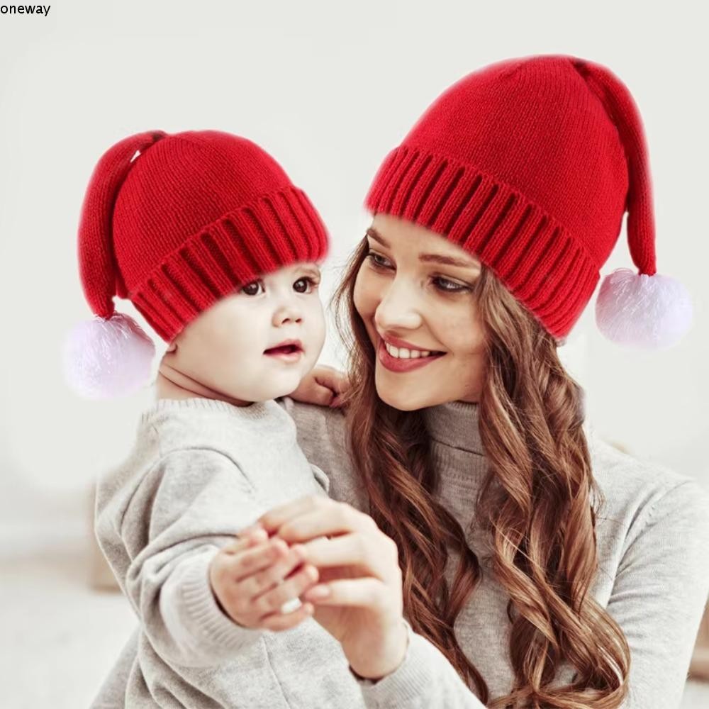 หมวกคริสต์มาส วันเวย์,หมวกผู้ปกครองเด็กฤดูหนาวน่ารัก,ปีของขวัญที่อบอุ่นทารก ฝากระโปรง ซานต้าหมวกแม่