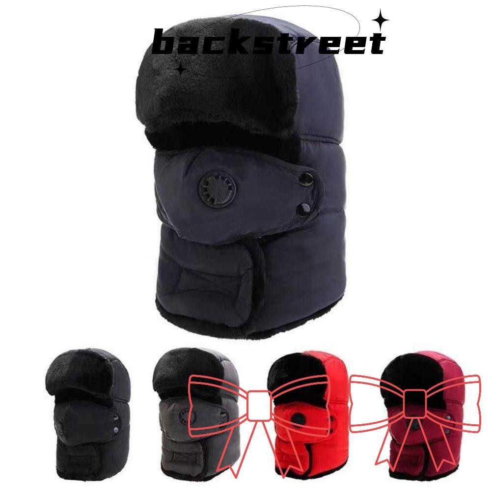 Backstreet Beanie รัสเซียหมวก,Windproof หนา Bomber หมวก,กลางแจ้ง Plush Bonnet หมวกฤดูหนาวที่อบอุ่นสําหรับผู้ชายผู้หญิง