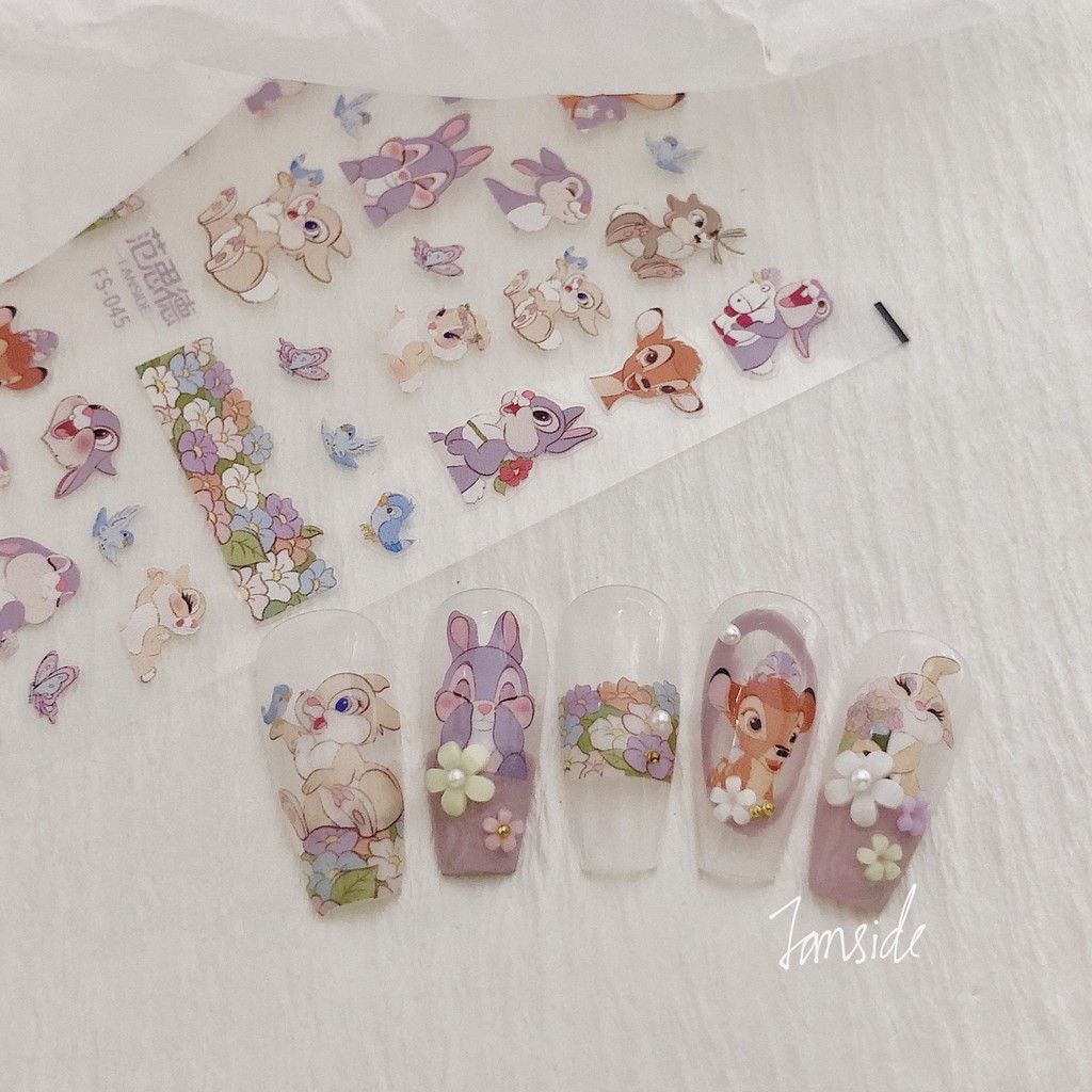 เทนเซนเซอร์ญี่ปุ่นงานฝีมือใหม่การ์ตูนสติกเกอร์เล็บบางและเหนียว Pro กาวนูนสติกเกอร์เล็บ FS ชุดร่วม