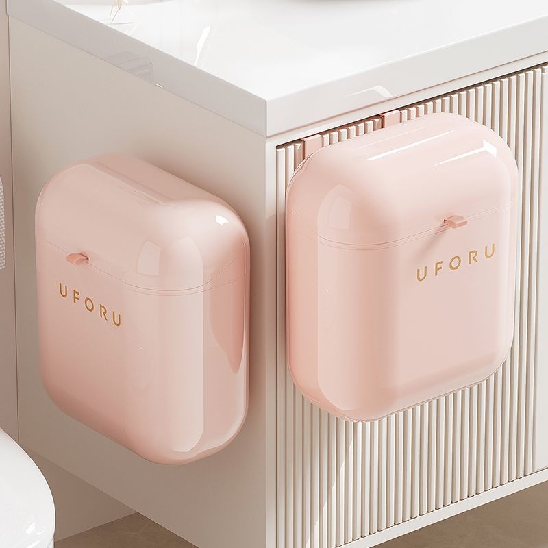 อิน สไตล์สีชมพูติดผนังถังขยะแบบมีรูพรุนห้องน้ําในครัวเรือนห้องน้ําพร้อมฝาปิดเครื่องใช้สูง