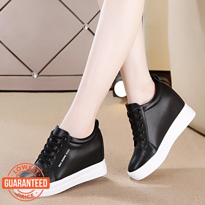 JH3 รองเท้าผ้าใบผู้หญิง ลายดอกไม้ สีขาว แบบ Low Top และ High Top