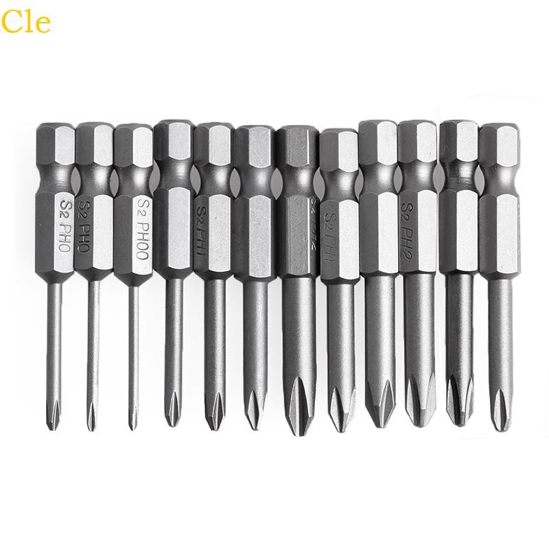 Cle 12 ชิ้นชุด 50 มม. 1 4 นิ้ว Hex Shank Magnetic Phillips สําหรับ Cross ไขควง Bits