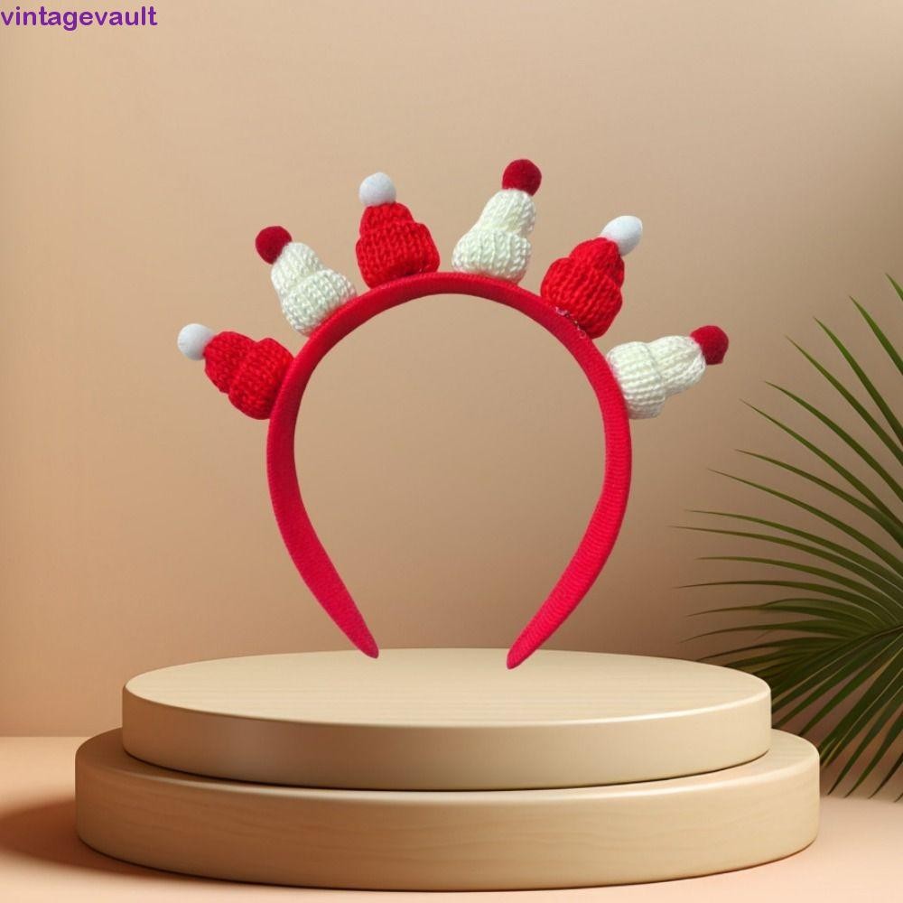 Vintagevault ที่คาดผมหมวกคริสต์มาส,ผ้าขนสัตว์คริสต์มาสคริสต์มาส Hairband,น่ารักปีใหม่ Headwear Headdress Merry Christmas Hair Hoop ตกแต่งวันหยุด