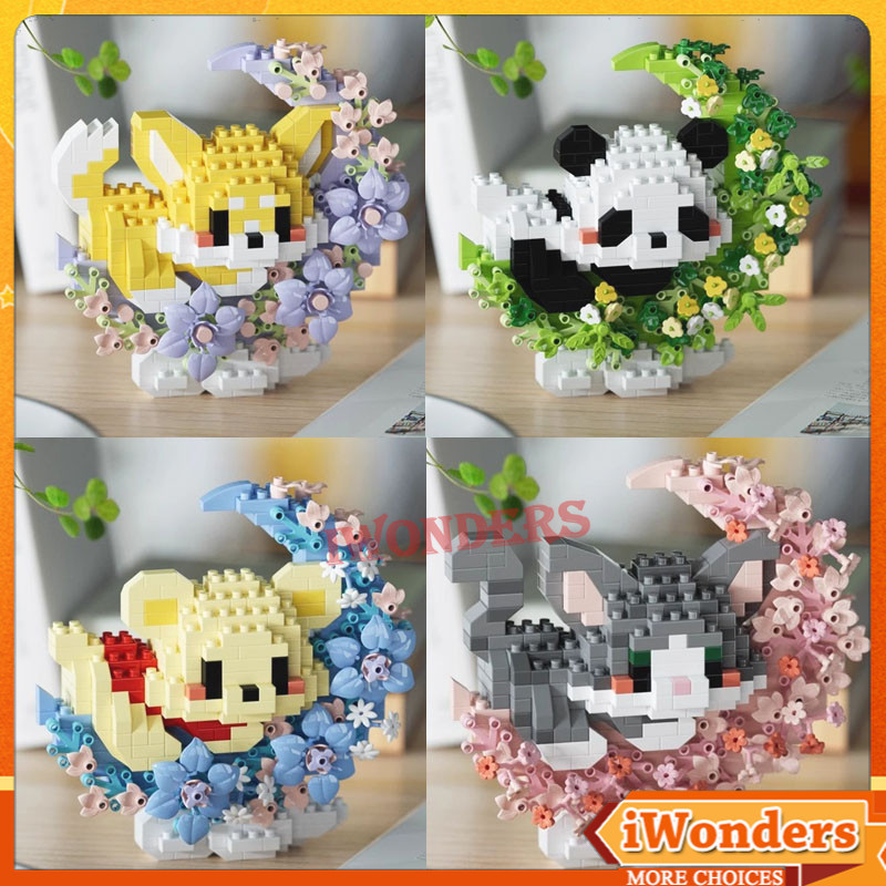 สัตว์เลี้ยงน่ารักดอกไม้ Micro Building Blocks การ์ตูนตัวเลขสัตว์แมว Panda Sanrio Disney เครื่องประดับคริสต์มาสของขวัญ