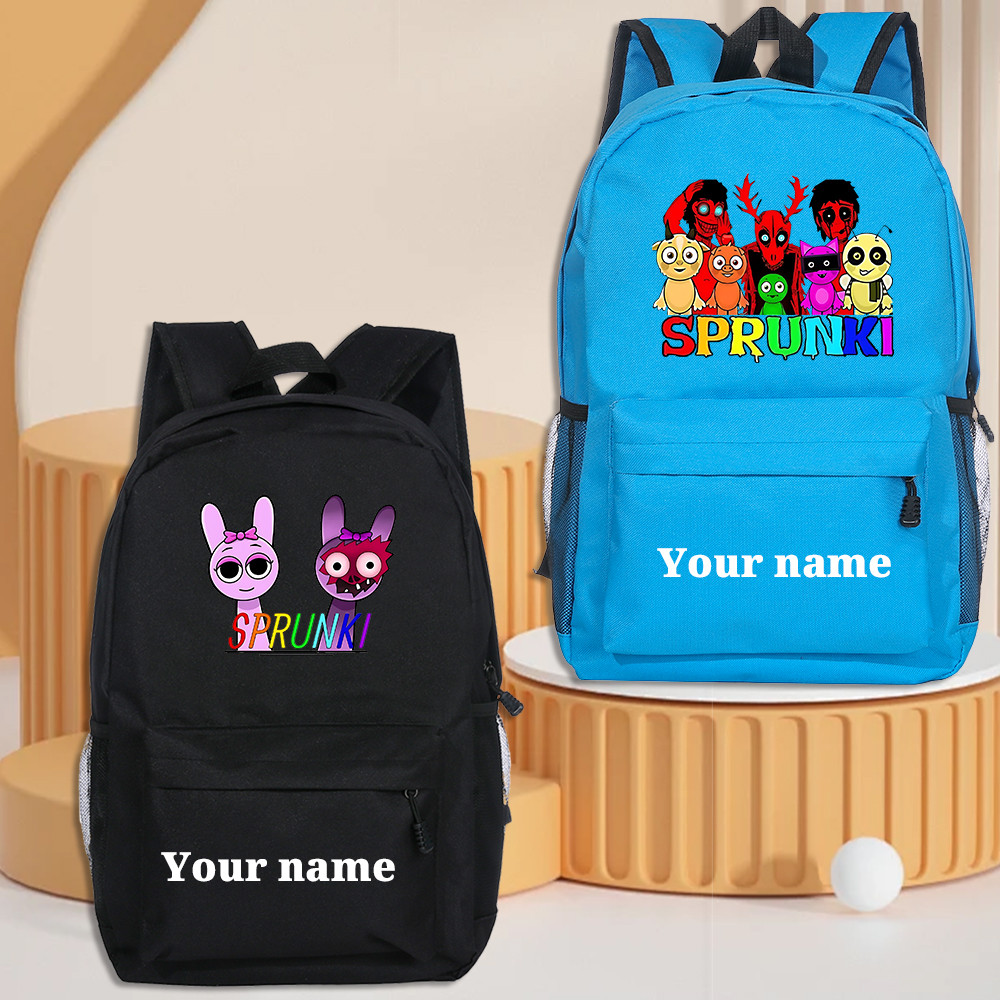ฟรีเพิ่มชื่อเด็ก SPRUNKI กระเป๋านักเรียนส่วนบุคคลนักเรียนโรงเรียนกระเป๋าเป้สะพายหลัง Incredibox SPRUNKI วัยรุ่นมัลติฟังก์ชั่เด็กผู้หญิงเป้ของขวัญ