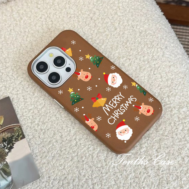 ใช้งานร่วมกับสําหรับ IPhone 17 16 11 15 14 13 12 Pro Max Xs X Xr 8 7 6 Plus Merry Christmas ธรรมดาหนังรูปแบบชุบเลนส์กรอบเคสโทรศัพท์ปกอ่อน - รูปที่ 5