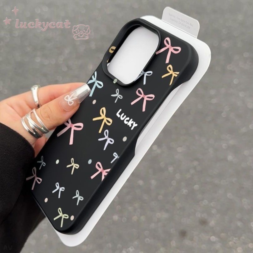 Iphone 16 15 14 13 12 11 Pro Max X Xr Xs Max 7 8 Plus SE2020 เคสโทรศัพท์น่ารักสีลูกกวาดโบว์นุ่มปกหลัง