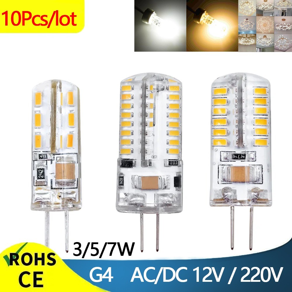 10x Mini G4 หลอดไฟ LED 3W 7W 9W AC DC12V 220V 24 48 64LEDs 3014 SMD โคมไฟซิลิโคนเปลี่ยน 20W ฮาโลเจนสําหรับ Home Spotlight ตกแต่ง