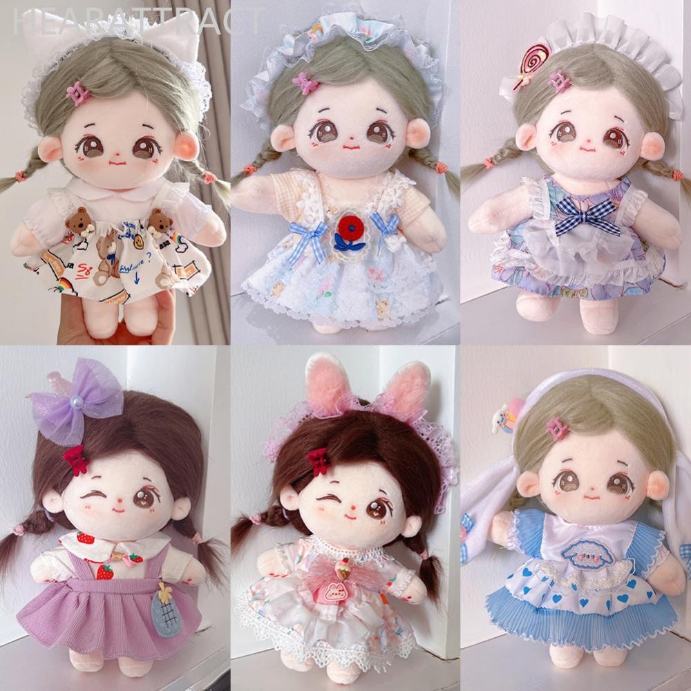 Hearattract 20 ซม.ผ้าฝ้ายตุ๊กตามินิเสื้อผ้าการ์ตูนตุ๊กตาชุดเปลี่ยน Lolita ชุดเล่น House อุปกรณ์เสริม D7Y1