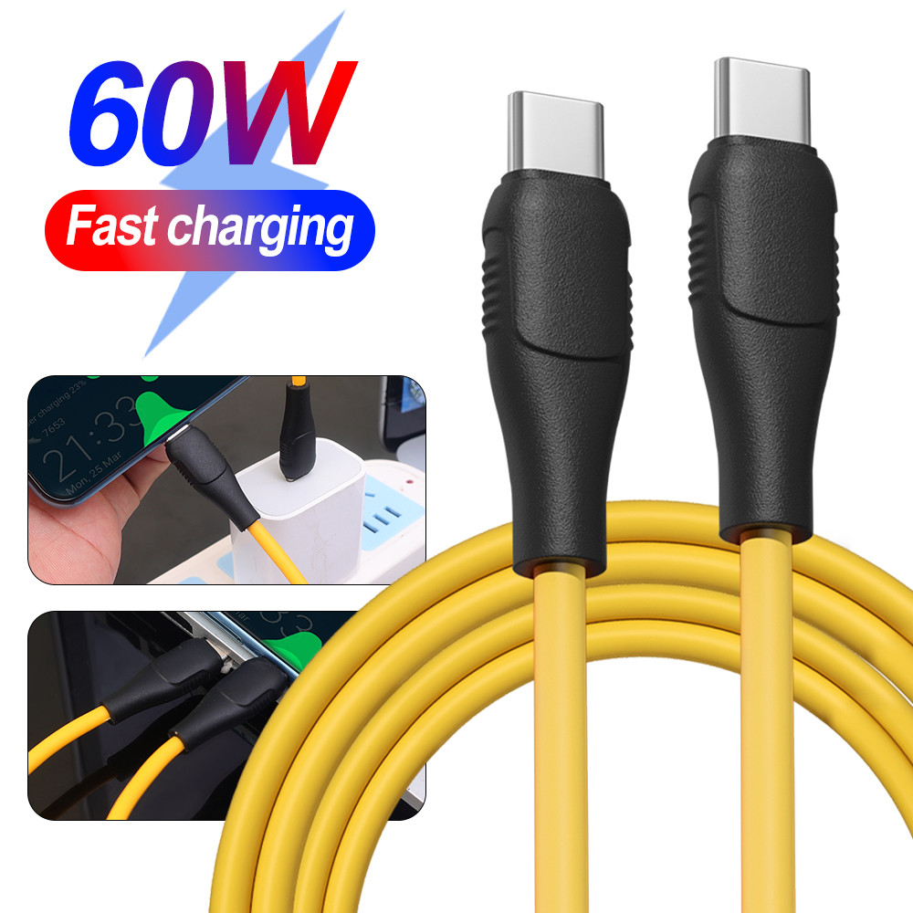 60w Fast Charging Double Head Type-C Dats Cable - สายชาร์จถ่ายโอนข้อมูลความเร็วสูงสากล - อุปกรณ์เสริมโทรศัพท์