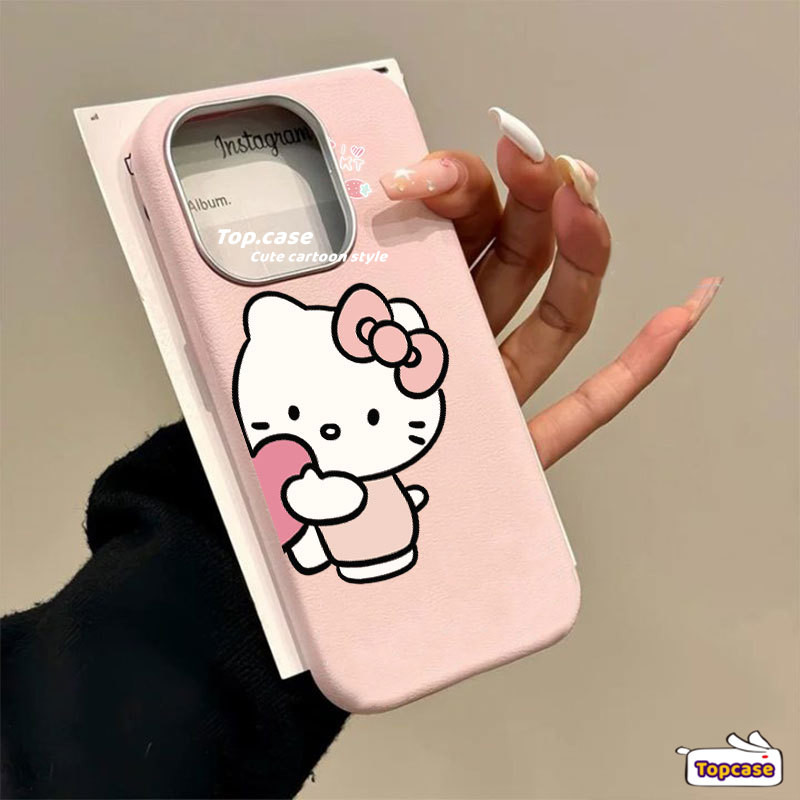 สําหรับvivo Y28 Y36 V29E V25 Y15 Y15A Y17 Y19 Y20 Y21 Y21T Y30 Y50 Y51 Y1s Y02 Y02s Y91 Y93 Y95 น่ารักสีชมพูกรอบKittyหนังกรณีหนังชุบนุ่มรูปแบบธรรมดากรณีหนังกรณี